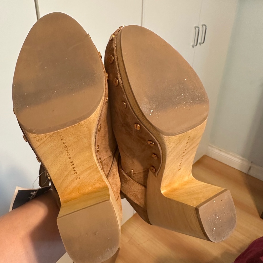 Veronica Beard Brown Suede Clogs with Buckle NWT 8 - Picture 5 of 7